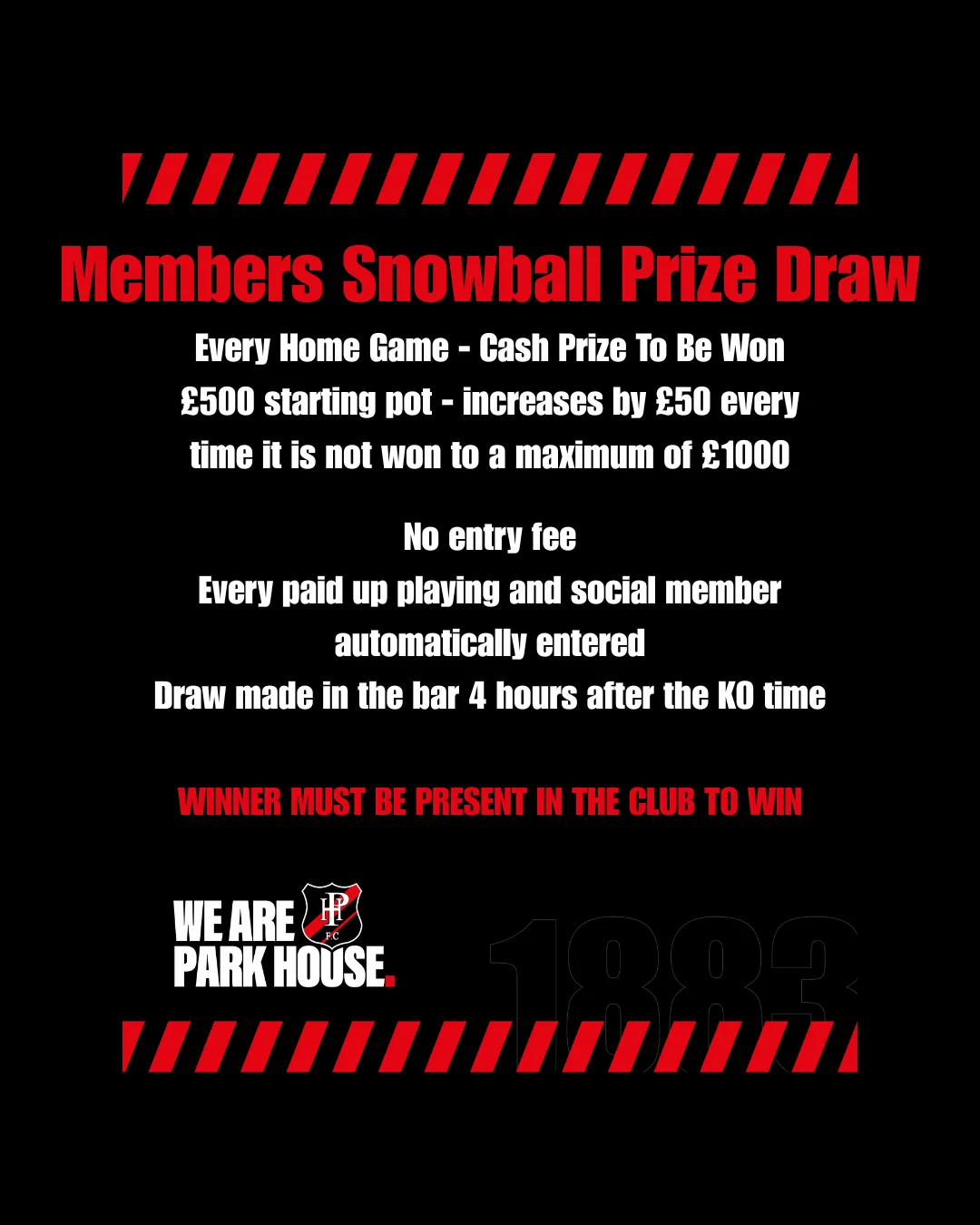 Members Snowball Prize Draw at Park House RFC