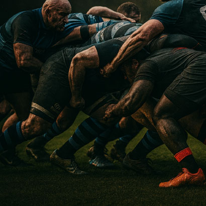 Close-up of Park House scrum engagement